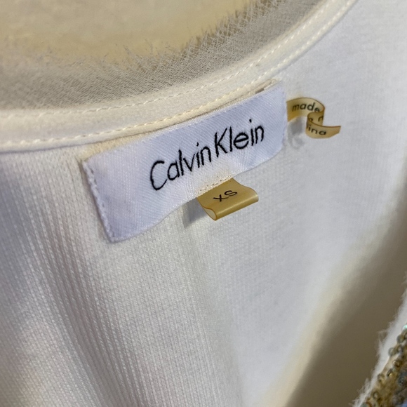 Calvin Klein | Gold Jewel Tone Sparkle Sequin Fitted Tank Top - Picture 6 of 6